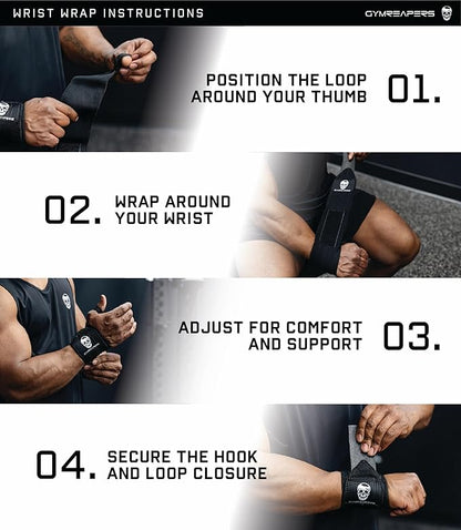 Gymreapers Weightlifting Wrist Wraps (IPF Approved) 18" Professional Quality Wrist Support with Heavy Duty Thumb Loop - Best Wrap for Powerlifting Competition, Strength Training, Bodybuilding