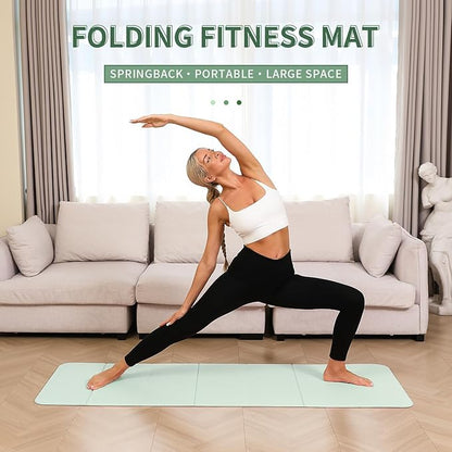 Foldable Yoga Mat - 10mm Extra Thick, 75"26" Non-Slip Exercise Fitness Mat | SGS Eco-Certified, Portable for Yoga/Pilates/Studio/Home Workout