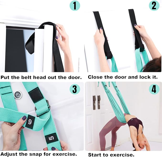 Tchrules Leg Stretcher Strap, Backbend Training Belt with Door Anchor, Flexibility Trainer Stretching Equipment Assist Stretch Strap for Fitness Gymnastics Dance Aerial Yoga Ballet