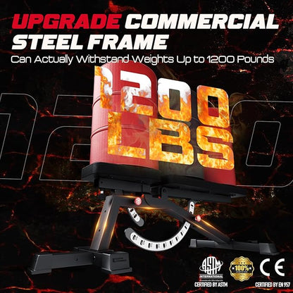 KeppiFitness Adjustable Weight Bench, Bench3000 MAX Heavy Duty Workout Bench Press with Leg Extension and Preacher Pad for Home Gym Fitness, Flat Incline Decline Sit Up Bench