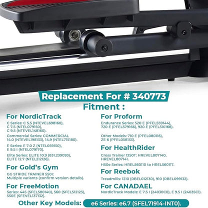 Elliptical Roller Wheel 340773 Polyurethane 90°Hardness Quiet LongLasting Fits For TreadLife For ProForm For NordicTrack