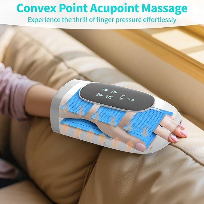 Hand Massager, Cordless Hand Massager with Heat and Compression for Arthritis and Carpal Tunnel, 3 Modes, 5 Intensity Levels, 15-Minute Timer