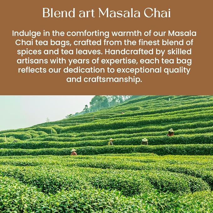 Blendart India's Original Masala Chai Tea bags 50 Count | Eco- Conscious Tea Bags | Premium Assam Black Tea | Ginger and Cardamom Flavour | Whole Loose leaf Tea bags | Indian Spiced Chai Tea Bags