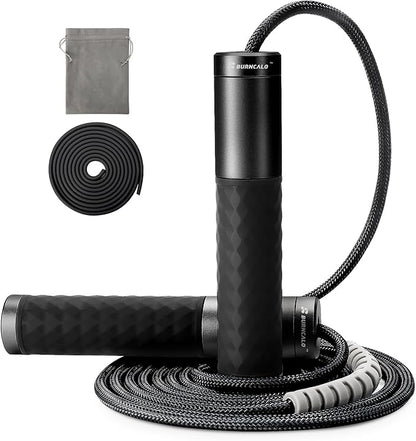 Weighted Jump Rope for Men, Women (1.5LB) - Alloy Steel Handles, Speed Skipping Rope, Gym,Indoor/Outdoor - Fitness, Workout, Boxing - Solid PVC & Cotton Rope