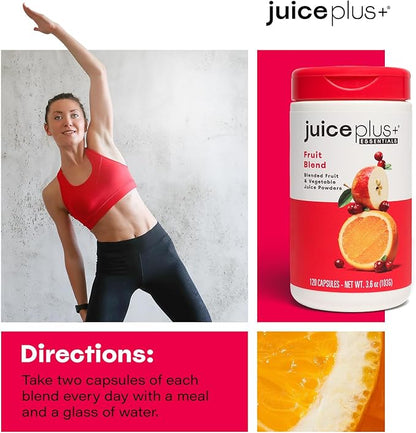 JuicePlus+ Fruit Blend: Plant-Based Whole Food Supplement with Apple, Peach, Cranberry, & More! - Vegan, Gluten-Free, Non-GMO, Kosher - Packed with Plant-Based Vitamins - 1 Bottle (60 Servings)