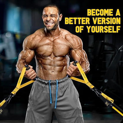 WALITO Resistance Bands Set - Exercise Bands with Handles, Door Anchor, Legs Ankle Straps, for Heavy Resistance Training, Physical Therapy, Muscle Training, Yoga, Home Workouts