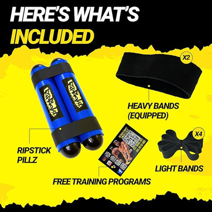 Premium RipStick Pillz, Workout Equipment for Joint Rehab, Shoulder Strength, Resistance Training, and Muscle Building, with 6 Adjustable Resistance Bands