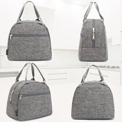 FlowFly Insulated Lunch Cooler Bag - Tote Bag Organizer for Women/Men, Heather Grey