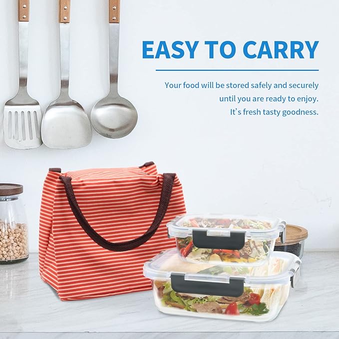 10-Pack Glass Food Storage Containers with Lids [Air-Tight,Leak-Resistant] Glass Containers for Food Storage, Meal Prep, Microwave, Freezer, Dishwasher Safe