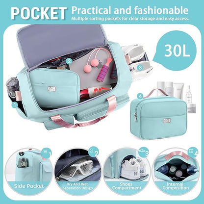 FIORETTO Women's Gym Duffle Bag with Shoes Compartment, 37L Capacity, Ideal for Travel, Gym, Sports, Duffel, Weekender