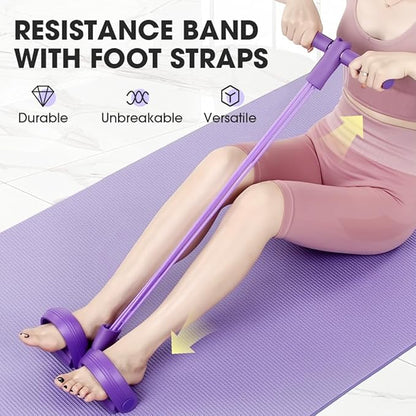 21 Fitness Resistance Bands-6 Tube Pedal Ankle Puller | 2025 Upgrade 6-Level Elastic Exercise Bands with Yoga Pedal | Natural Latex Workout Equipment for Sit Up/ABS/Leg Training (Women & Men)
