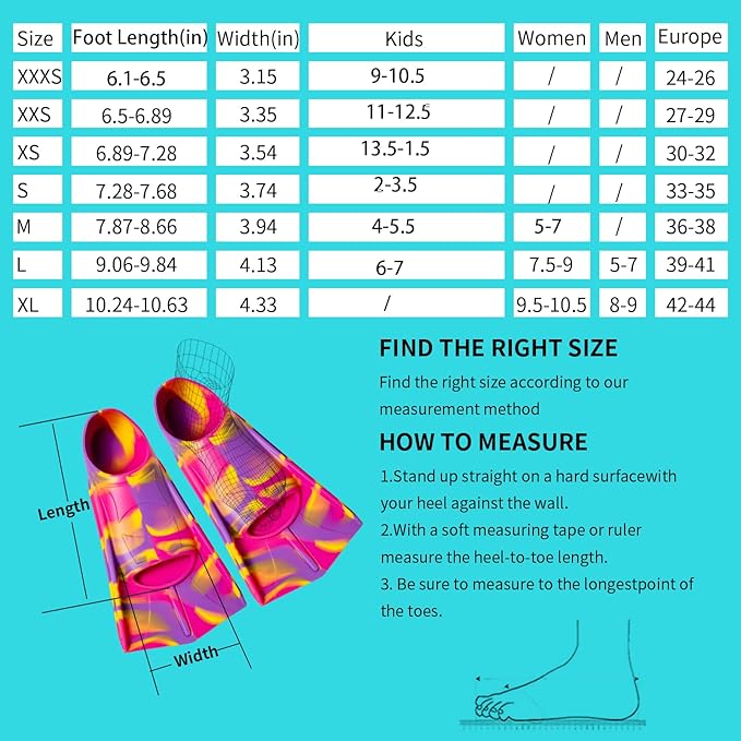 Kids Swim Fins,Short Comfortable Flippers for Lap Swimming and Training for Child,Girls,Boys,Beginners