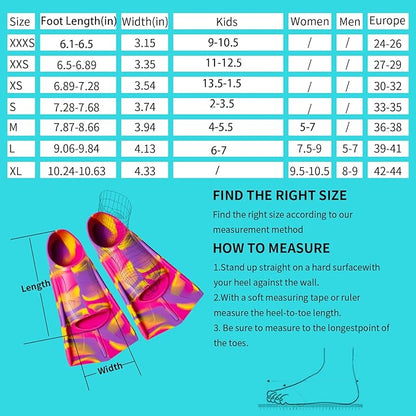 Kids Swim Fins,Short Comfortable Flippers for Lap Swimming and Training for Child,Girls,Boys,Beginners