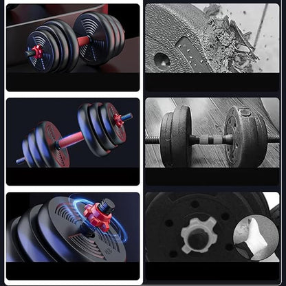 Adjustable Dumbbell Set, 5-44 lbs Free Weight Set with Connector for Barbell, Dumbbells, Push-Up Options, Fitness Exercises for Home Gym Suitable Men/Women