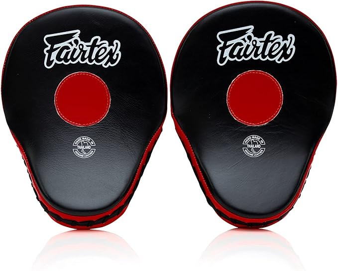 Fairtex FMV9 Contoured Focus Mitts |Striking Accuracy & Protection for Boxing, Muay Thai, Kickboxing |Ergonomic Design, Soft Padding, Secure Fit Leather