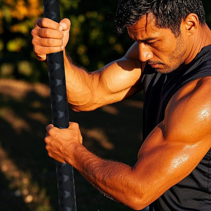 The Huang Yunming yoga stick is made of sturdy steel that is 5 feet high and an adjustable stretching stick, providing flexibility, agility, and balance. Multi functional fitness stick with 5 steel pipes