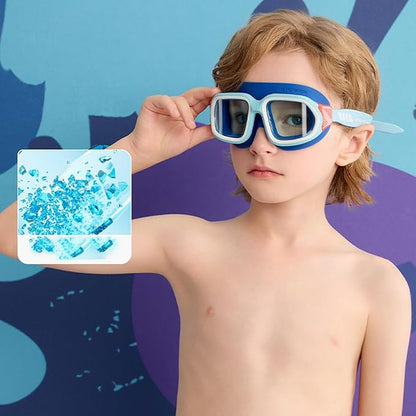Kids Swim Goggles for Ages 4-12: Clear Vision, Wide View, No Leaks, Anti-Fog, UV Protection & Comfortable Fit