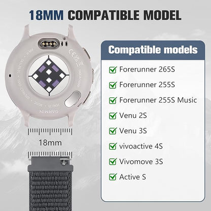 18mm 20mm 22mm Hook and Loop Watch Band Compatible with Garmin Vivoactive 5/ Vivoactive 6/ Vivoactive 3, Soft Nylon Breathable Sport Strap for Venu 2S/ Venu3S/ Forerunner 265s,Venu 3/ Venu 2 Men Women
