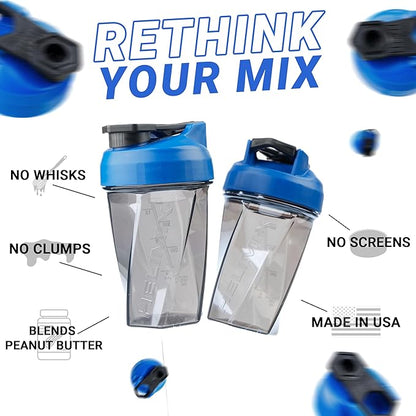 HELIMIX 1.5 Vortex Blender Shaker Bottle Holds Upto 20oz | No Blending Ball or Whisk | USA Made | Portable Pre Workout Whey Protein Drink Shaker Cup | Mixes Cocktails Smoothies Shakes | Top Rack Safe