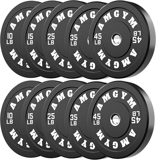 2 Inch Bumper Plates，10-500lbs，Barbell Rubber Olympic Weight Plates Set for Home Gym, Strength Training & Weight Lifting, Multiple Options Colors