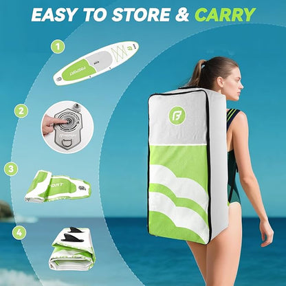 FBSPORT 11FT Premium Inflatable Stand Up Paddle Board with Electric Pump, Yoga Board with SUP Accessories & Carry Bag | Wide Stance, Surf Control, Non-Slip Deck, Leash and Paddle for Youth & Adult