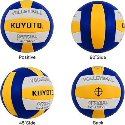 KUYOTQ Official Size 5 in&Outdoor Beach Volleyball,3MM Thickened Surface Soft Leather Youth Womens Mens Volleyball for Game Gym Training(Deflated)