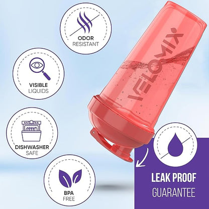 '-2 Pack- 28 oz Protein Shaker Bottles for Protein Mixes - 2x Wire Whisk | Leak Proof Shaker Cups for Protein Shakes | Protein Shaker Bottle Pack (Pink Set)