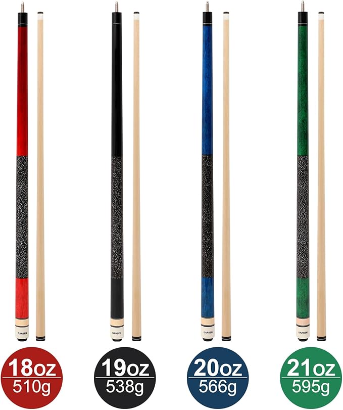 4 Pieces Pool Cue Stick 58 inch 18 oz 19 oz 20 oz 21 oz Billiard House Bar Pool Stick