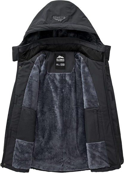 ELLSWOS Men's Waterproof Ski Jacket Winter Snow Coat Warm Hooded Raincoat Windproof Windbreakers