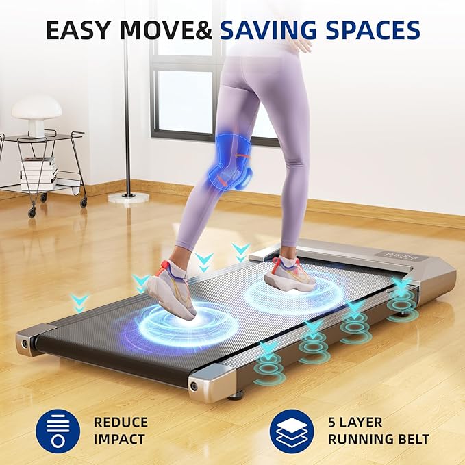 SupeRun Walking Pad, Under Desk Treadmill, 3 in 1 Portable Treadmill with Remote Control LED Display, 2.5 HP Quiet Walking Jogging Machine for Office Home Use, 300 Lbs Capacity