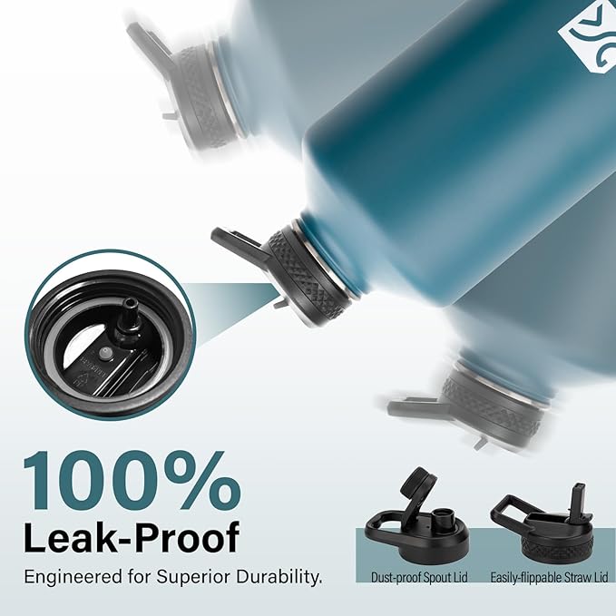 1 Gallon Water Bottle Insulated | Thickened Stainless Steel Vacuum Metal Water Jug | Portable Sports Large for Gym and Hiking with Straw, Carrier Bag, Handle Strap | BPA-Free 128 oz