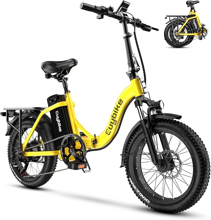 Foldable Electric Bike for Adults, Peak 1000W Brushless Motor 30MPH 70Miles City Commuter Ebike, 48V 20AH Lithium Battery, 20" Fat Tire 7-Speed E-Bicycle with Front Suspension Colourful LCD Display