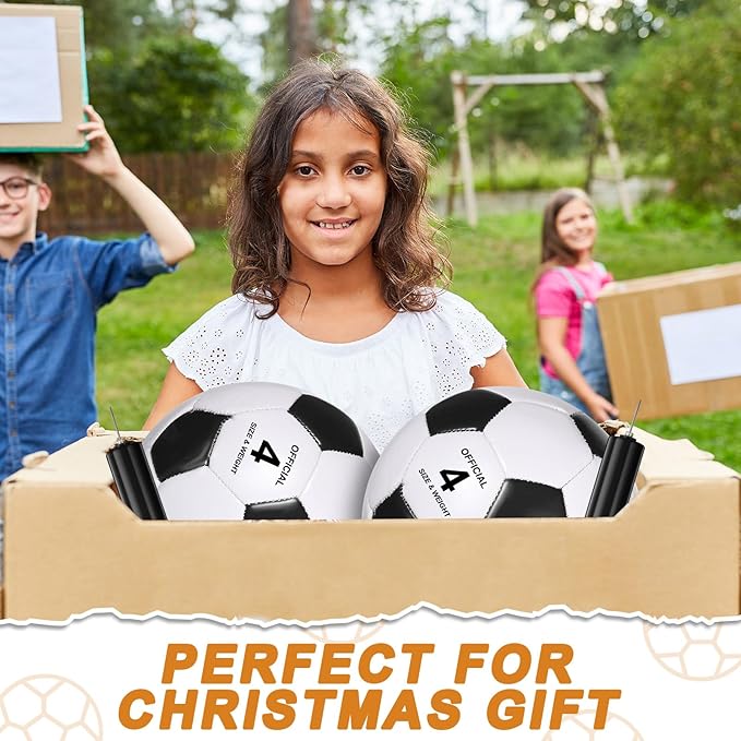 12 Pack Operation Christmas Bulk Items Soccer Ball with Pump Needles, Official Size 3/4/5 Soccer Ball Deflated Gift for Christian Charity Donation Training Practice