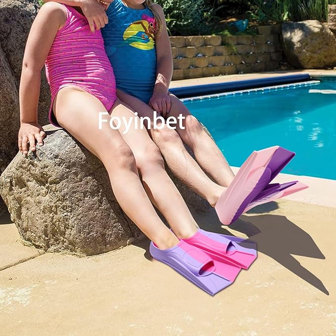 Kids Swim Fins,Short Kids Fins Youth Swimming Flippers for Lap Swimming Training for Children Girls Boys Beginners