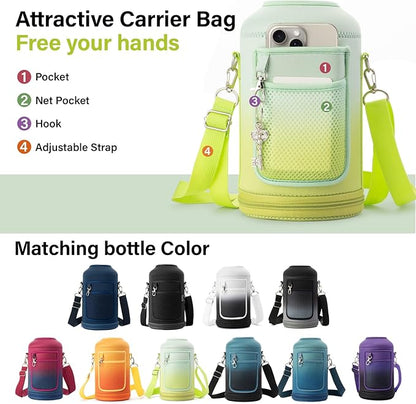 1 Gallon Water Bottle Insulated | Thickened Stainless Steel Vacuum Metal Water Jug | Portable Sports Large for Gym and Hiking with Straw, Carrier Bag, Handle Strap | BPA-Free 128 oz