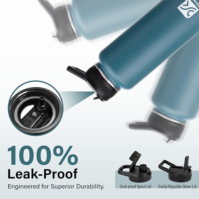 Insulated Water Bottle | Thickened Stainless Steel Vacuum Metal | Portable Sports Water Jug for Gym and Hiking with Straw, Carrier Bag, Handle Strap | BPA-Free 40 oz