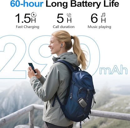 kurdene Wireless Earbuds Bluetooth 5.4 Headphones 60H Playtime Deep Bass Stereo Ear Buds with Mic Comfort Lightweight in Ear Earphones for Workout/Running Charcoal