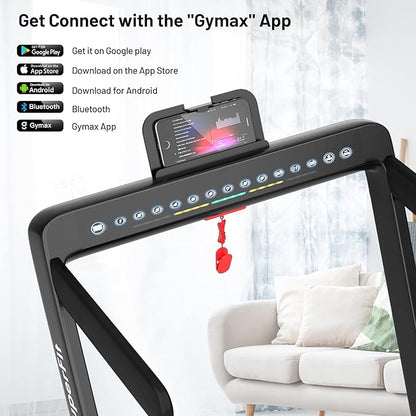 GYMAX Walking Pad, Dual LED Display 2 in 1 Under Desk Treadmill for Home with Remote & Smart App Control, 2.25HP Foldable Portable Treadmill Running Machine for Office Small Space