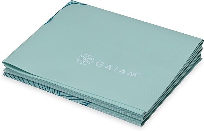 Gaiam Yoga Mat - Folding Travel Fitness & Exercise Mat - Foldable Yoga Mat for All Types of Yoga, Pilates & Floor Workouts (68"L x 24"W x 2mm Thick)
