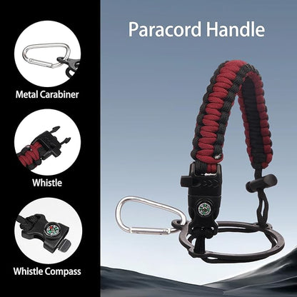 Insulated Water Bottle 64oz,Triple Wall Vacuum Stainless Steel(Dishwasher Safe),Leak Proof & Non-BPA,Flask Jug with Paracord Handle & Straw Spout Lids Sports