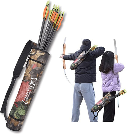 Elong Adjustable Archery Back Arrow Quiver Holder - Upgraded Quiver Arrows for Compound Recurve Bow and Hunting Target Practicing Youth and Adults