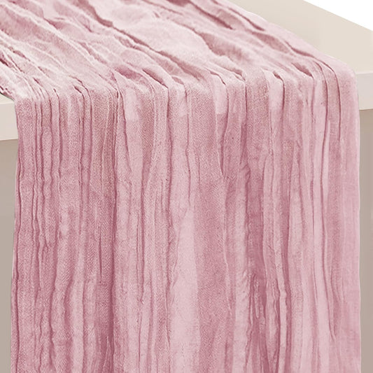 1 Pack Dusty Pink Cheesecloth Table Runner 35x120 Inch 10Ft Rustic Gauze Cheese Cloth Table Runner Sheer Cheesecloth Table Runners for Wedding Party Bridal Shower Decoration