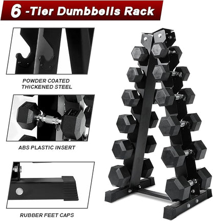 RitFit 5-650 LBS PVC Encased Hex Dumbbell Sets with Optional Rack for Home Gym, Hand weight with Chrome Handle for Strength Training, Workouts