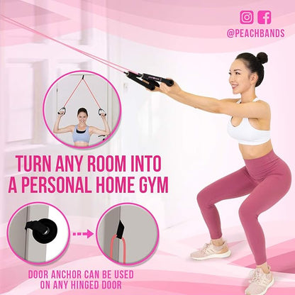 Peach Bands Resistance Tube Bands Set - Exercise Bands with Handles, Door Anchor and Workout Guide