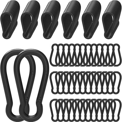 100Pcs 2.4" Carabiner Clip Spring Snap Hook, M6 2-3/8 Inch Heavy Duty Black Small Carabiner, Quick Link Keychain Clip for Keys Swing Set Camping Gym Hiking Traveling(260 lbs Capacity)
