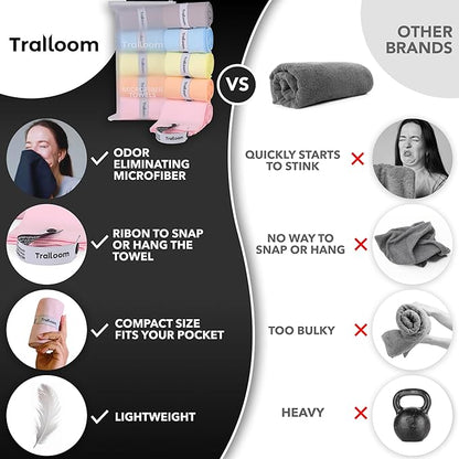 Microfiber Workout Towels - Quick Dry, Highly Absorbing, Odor-Free, for Women & Men - Gym Sweat Sports Towel for Hot Yoga, Tennis, Running, Exercise, Working Out, Camping, Set of 5 Pastel