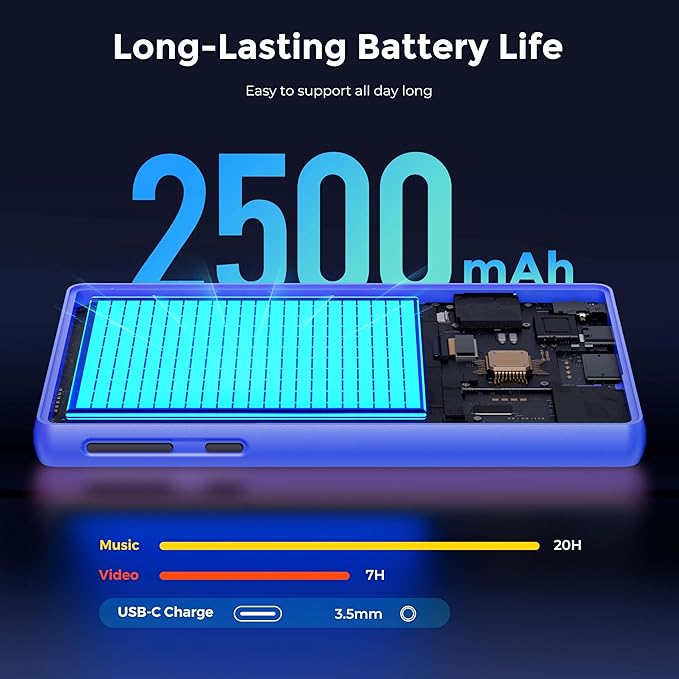 128GB MP3 Player with Bluetooth and WiFi，Music Video Player with Spotify Pandora,Amazon Music, 5" Touch Screen Android MP4 MP3 Player for Kids with Audible, YouTube, Spotify Kids,up to 256GB (Blue)