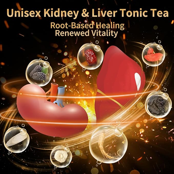 Fangkic Kidney Tea Formula Ginseng Six Treasure, (240g/1Box) Ginseng Five Treasure Aid Root Men's Kidney Cleanse Detox Tea, 7 Precious Organic Ingredient Formula, Chinese Herbal