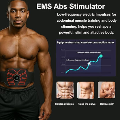 EMS Muscle Stimulator, ABS Stimulator, Abdominal Toning Belt Home Office Fitness Workout Equipment for Abdomen