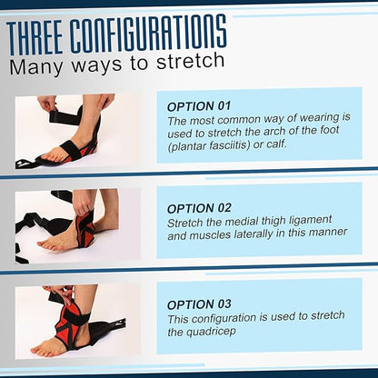Foot Calf stretcher for Plantar Fasciitis, Achilles Tendonitis, Heel Spurs, Drop Foot. Yoga Stretching Strap for Leg, Thigh and Hamstring (Red)